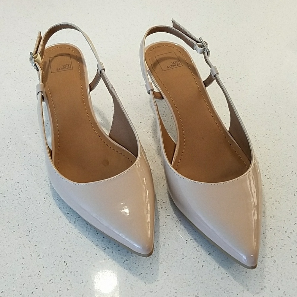 Beautiful Nude Patent Leather Slingback 2" Heels
